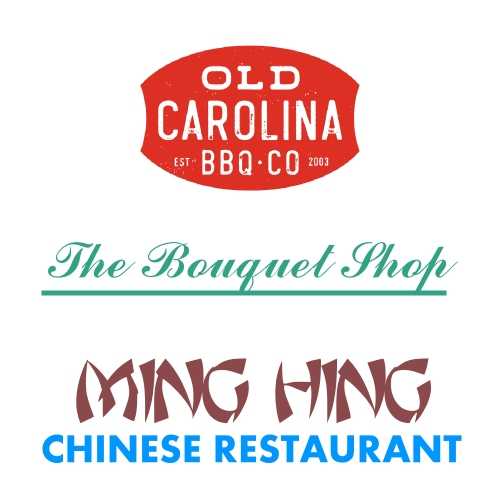 Old Carolina BBQ, The Bouquet Shop, Ming Hing Restaurant