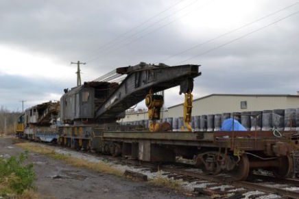 Steam cranes on rebuilt stable track